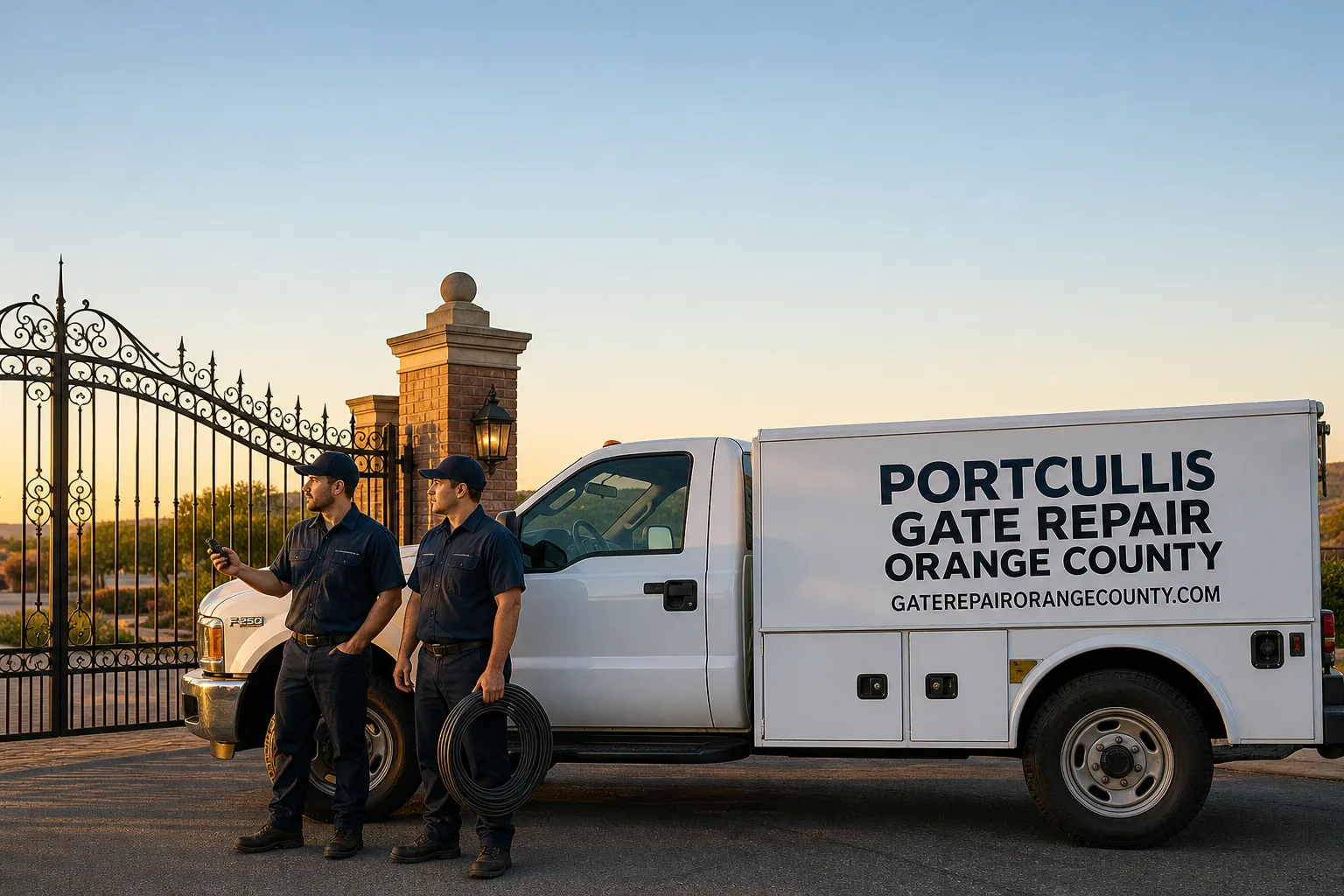 Portcullis Gate Repair Orange County gate repair service vehicle and crew in Orange County, CA
